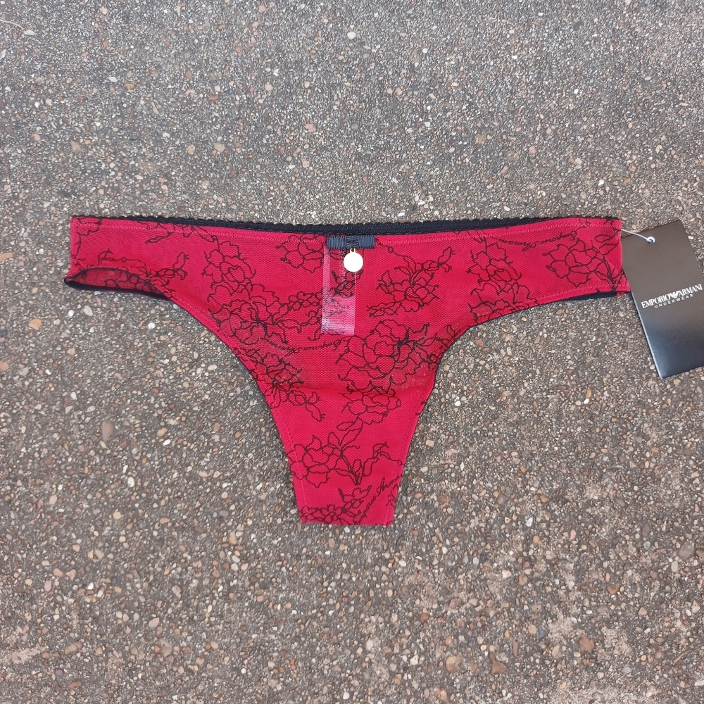 Emporio Armani Floral Sheer Thong